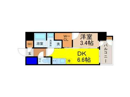 エステムコート名古屋新栄IVネスト(1DK/15階)の間取り写真