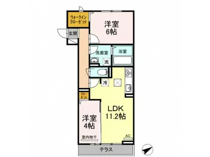 ジェルメII(2LDK/1階)の間取り写真