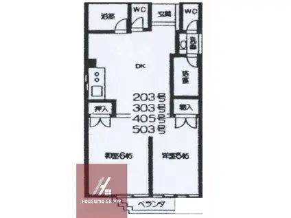 ボンジュール磯路(2DK/2階)の間取り写真