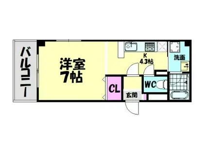 PRIMO鳳(ワンルーム/3階)の間取り写真