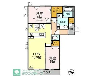 ロイジェントパークスレイクタウンII M(2LDK/1階)の間取り写真