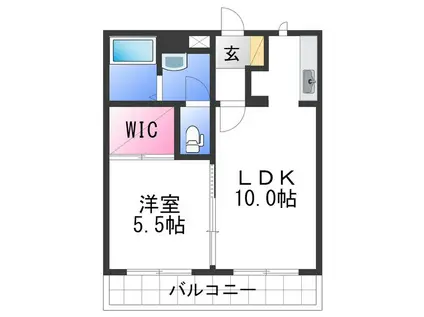 テラス新中通(1LDK/3階)の間取り写真