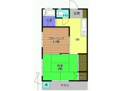 クレッセント江原(2K/1階)の間取り写真