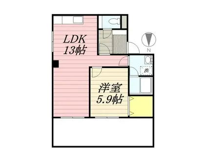 角村ビル(1LDK/5階)の間取り写真