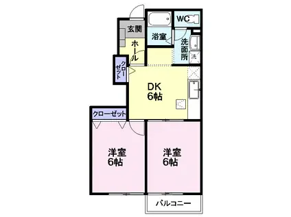 アイランドヘヴンII(2DK/1階)の間取り写真