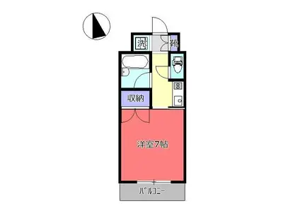 ドミール石川(1K/4階)の間取り写真