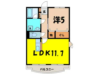 ELSEEDエルシード(1LDK/2階)の間取り写真