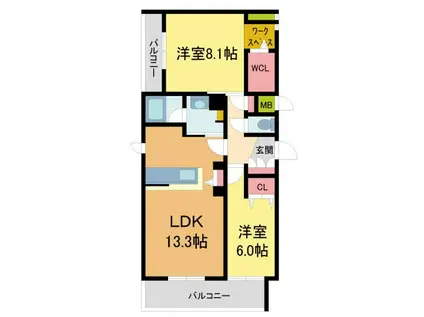 シャーメゾンMAYA岡本(2LDK/3階)の間取り写真