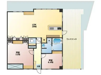 パシフィックビスタIII(2LDK/13階)の間取り写真