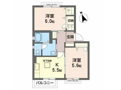 コンフォールコートB(2K/1階)の間取り写真