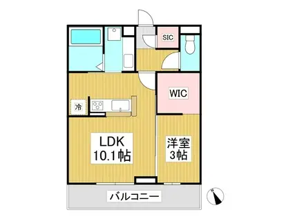 トリシア横町サウス(1LDK/3階)の間取り写真