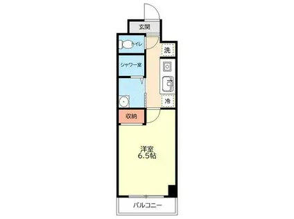 ＪＲ横浜線 中山駅(神奈川) 徒歩1分 9階建 築39年(1K/4階)の間取り写真