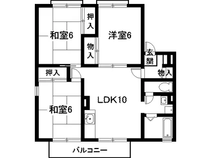 セジュール南アルプスB棟(3LDK/2階)の間取り写真