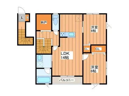 ピュアランド燕沢東(2LDK/2階)の間取り写真