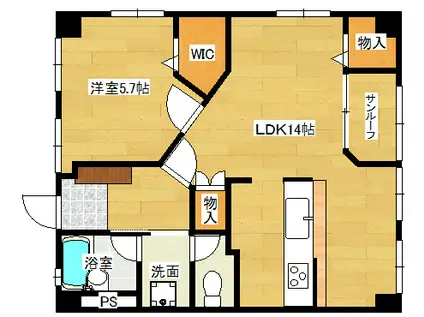 大起ビル(1LDK/9階)の間取り写真