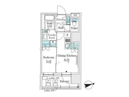 ジェイグランコート浅草(1DK/10階)の間取り写真