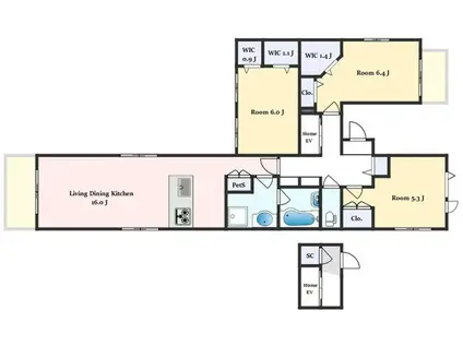 小山2丁目メゾン(3LDK/3階)の間取り写真