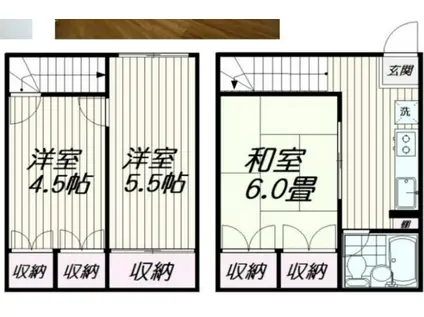 ル・カトレアII(3K/2階)の間取り写真