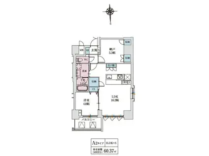 スプランディッド上本町ウエスト(2LDK/15階)の間取り写真