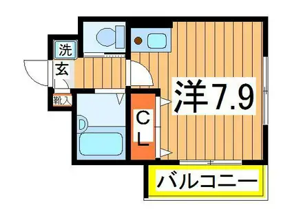 K-1マンション(ワンルーム/2階)の間取り写真
