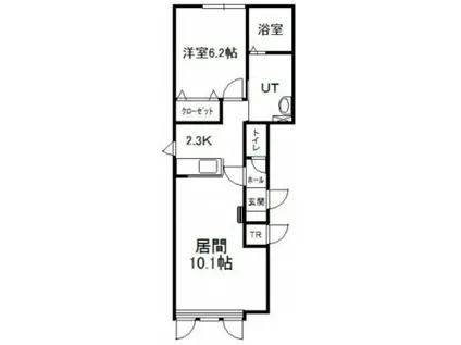 ベル B(1LDK/1階)の間取り写真
