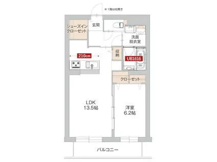 サン・ユイット(1LDK/2階)の間取り写真