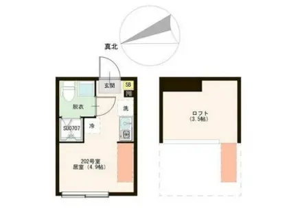 URBAN TERRACE ときわ台(ワンルーム/2階)の間取り写真