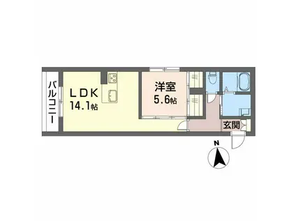 ほたる川(1LDK/1階)の間取り写真