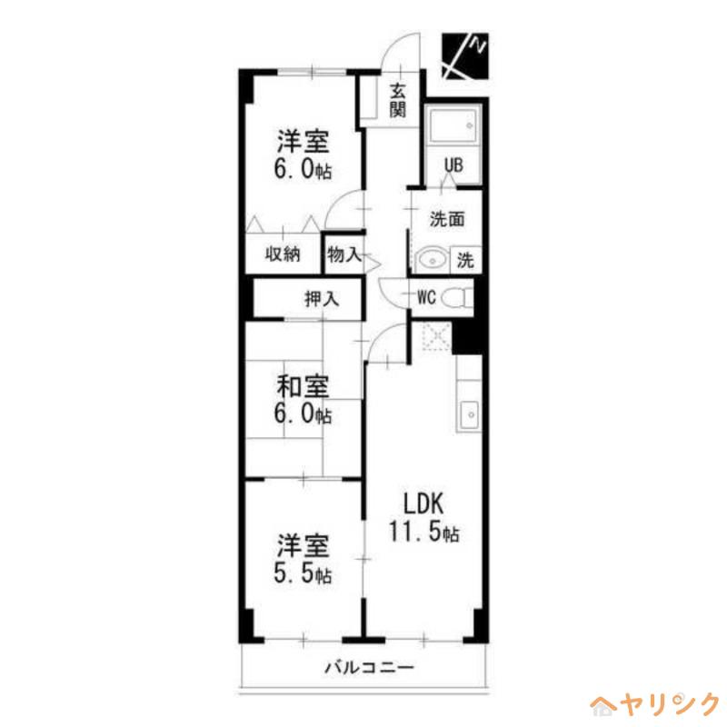 プリミエール祖父江(3LDK/3階)の間取り写真