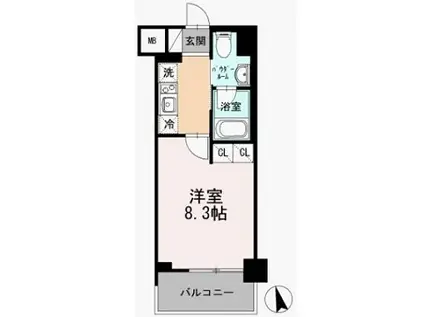 カスタリア大森III(1K/4階)の間取り写真