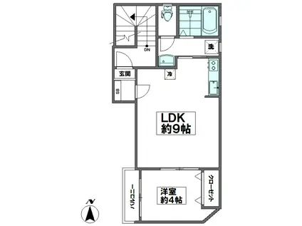 モノトーン堀船(1LDK/3階)の間取り写真