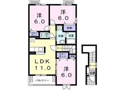 サンシャイン(3LDK/2階)の間取り写真