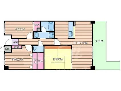 グランビスタ上新田(3LDK/2階)の間取り写真