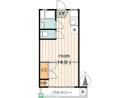 角取ビル(ワンルーム/3階)の間取り写真