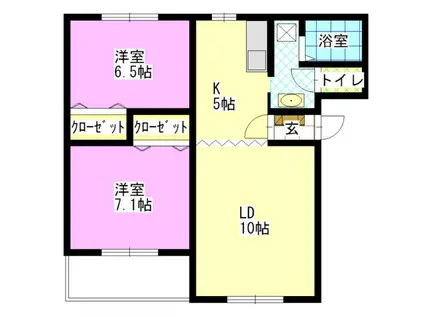 メゾンクレール(2LDK/3階)の間取り写真