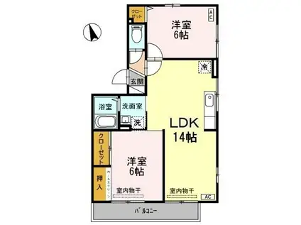 セゾン高取北弐番館(2LDK/2階)の間取り写真