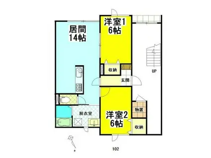 ジャパンステージD(2LDK/1階)の間取り写真