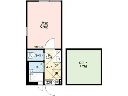 アフルーエントライフ読売ランド前(1K/1階)の間取り写真