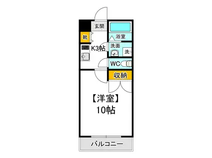 ラ・モール(1K/2階)の間取り写真