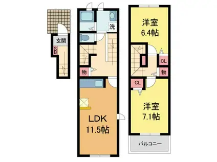 グランフローラ(2LDK/2階)の間取り写真