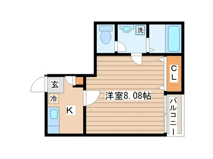 クレフラスト河原町駅南(1K/2階)の間取り写真