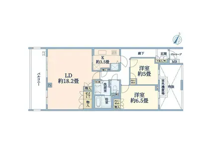 パーク・ハイム用賀の杜(2LDK/4階)の間取り写真