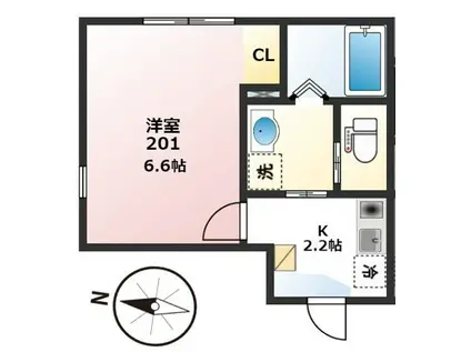 レジェンド新杉田(1K/2階)の間取り写真