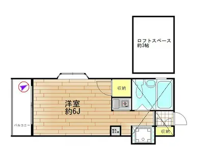カーサシエテ(ワンルーム/2階)の間取り写真