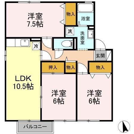 ウィルコーポ(3LDK/1階)の間取り写真