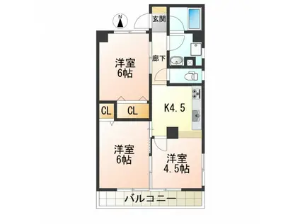 天神マンション(3K/1階)の間取り写真