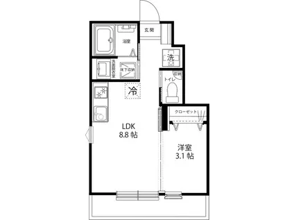 CASA SIMPATIA KOGANEI(1LDK/1階)の間取り写真