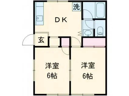 イーストヒルズ茂原(2DK/2階)の間取り写真