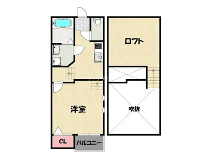 クレオ博多南壱番館(1K/2階)の間取り写真