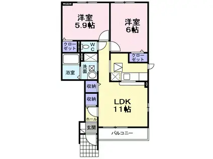 エスコルタI(2LDK/1階)の間取り写真